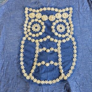 Moa Moa Blue Tank Top with Cream Floral Owl